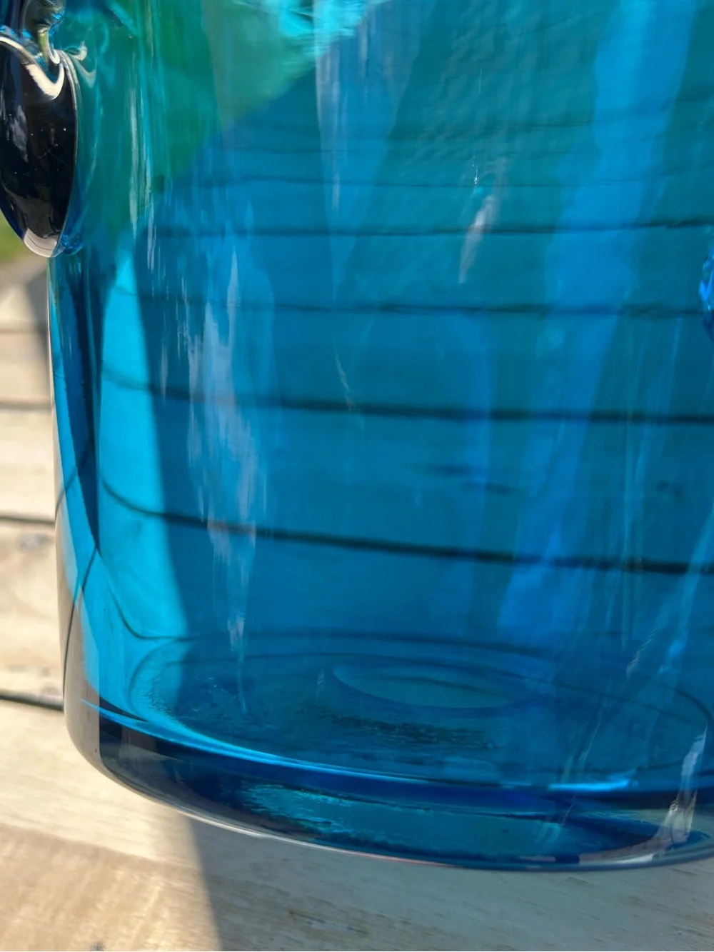 Vintage Hand Blown Glass Blue Ice Bucket